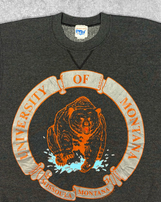 Vintage 1990s Russell Athletic University of Montana Grizzly Crewneck – Made in USA Graphic Sweatshirt