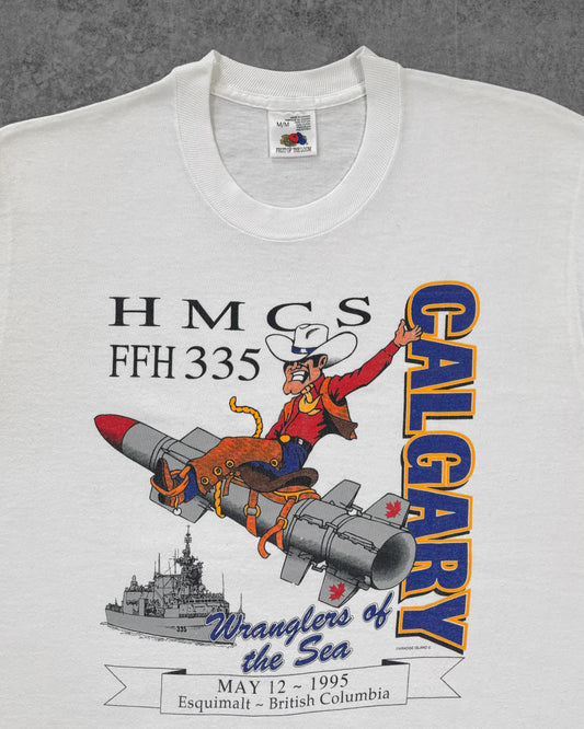 Vintage 1995 HMCS Calgary FFH 335 T-Shirt – Canadian Navy – Fruit of the Loom – Made in Canada