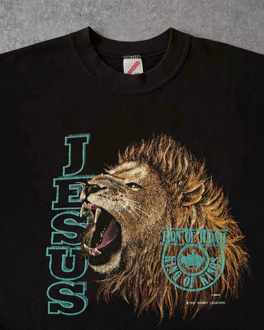 Vintage 1991 Jesus “Lion of Judah / King of Kings” Sweatshirt – Jerzees USA