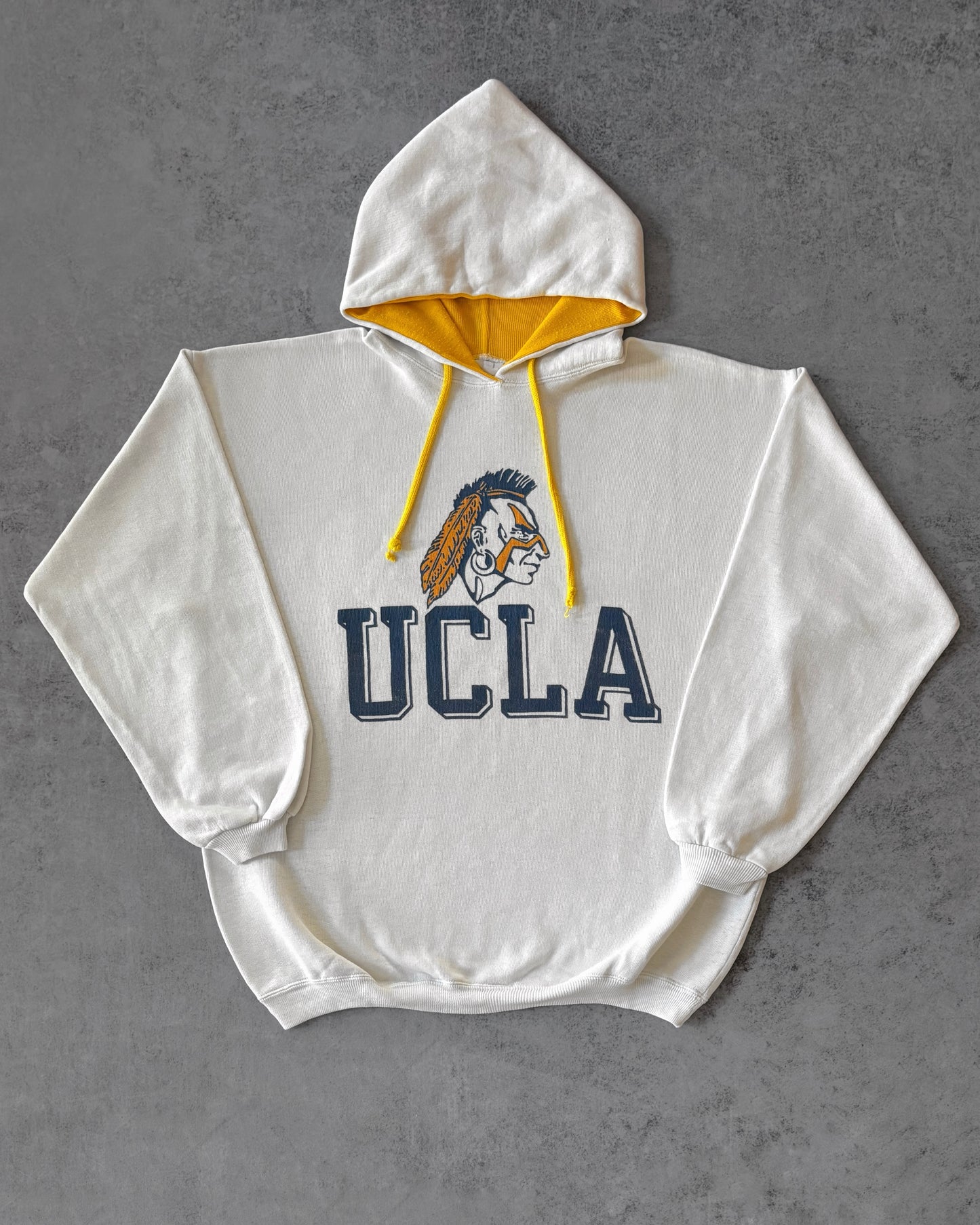 Vintage 1980s UCLA Hoodie – White & Gold College Sweatshirt – Made in USA