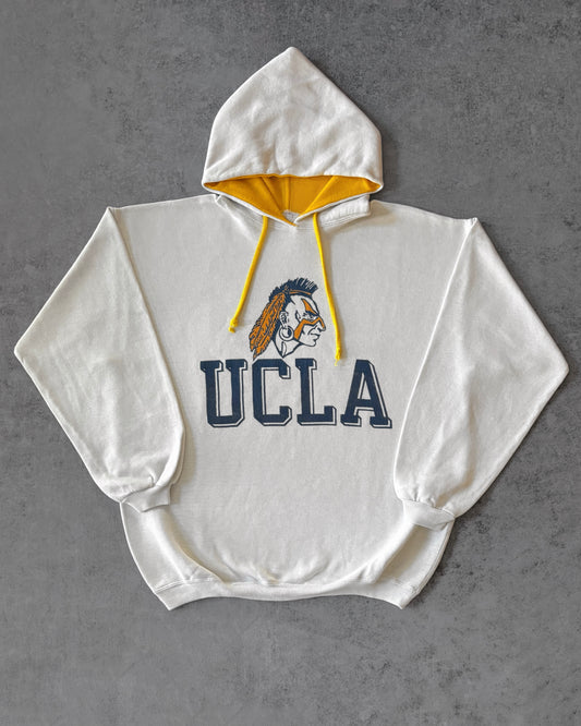 Vintage 1980s UCLA Hoodie – White & Gold College Sweatshirt – Made in USA