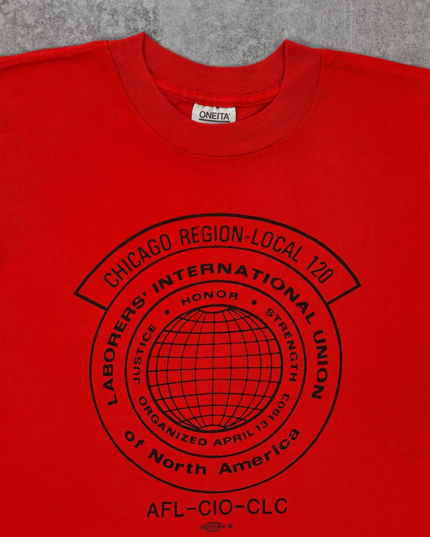 Vintage 1990s Oneita Power-T AFL-CIO Chicago Region Local 120 Union T-Shirt - Made in USA