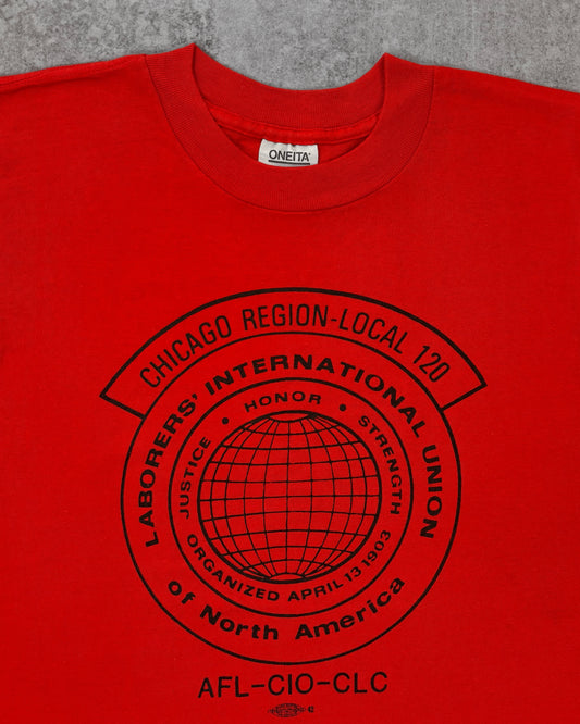 Vintage 1990s Oneita Power-T AFL-CIO Chicago Region Local 120 Union T-Shirt - Made in USA