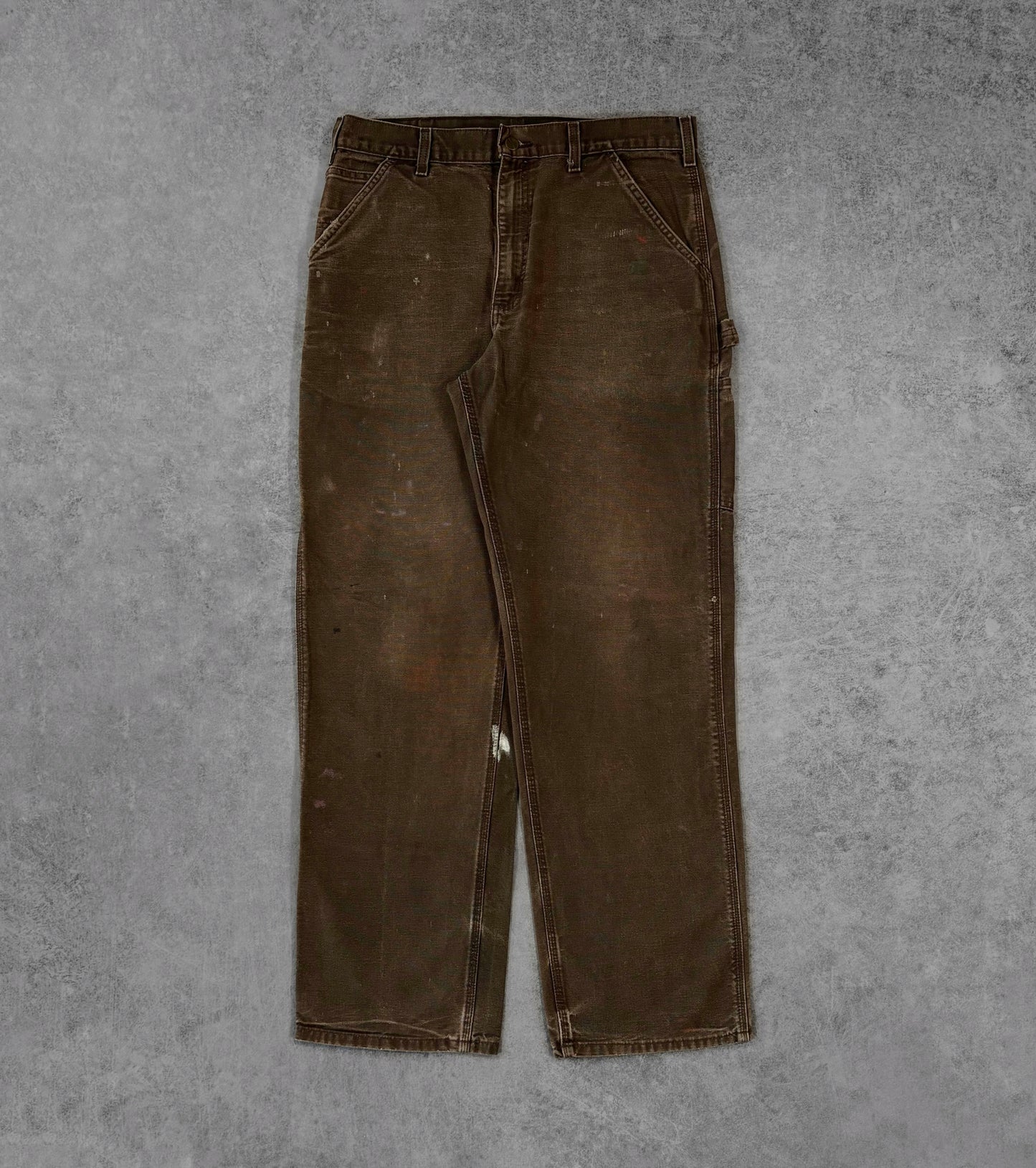 Vintage 1990s Carhartt Brown Duck Canvas Carpenter Work Pants – Distressed Utility Trousers