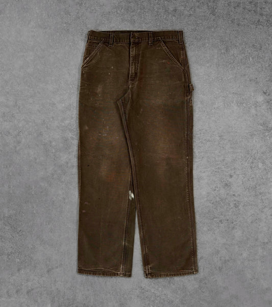 Vintage 1990s Carhartt Brown Duck Canvas Carpenter Work Pants – Distressed Utility Trousers