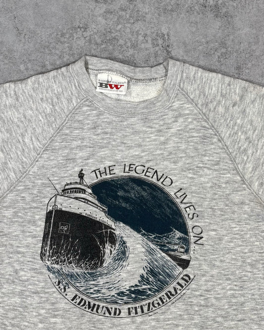 Vintage 1985 Edmond Fitzgerald Nautical Raglan Crewneck - BW Bassett Walker - Made in USA