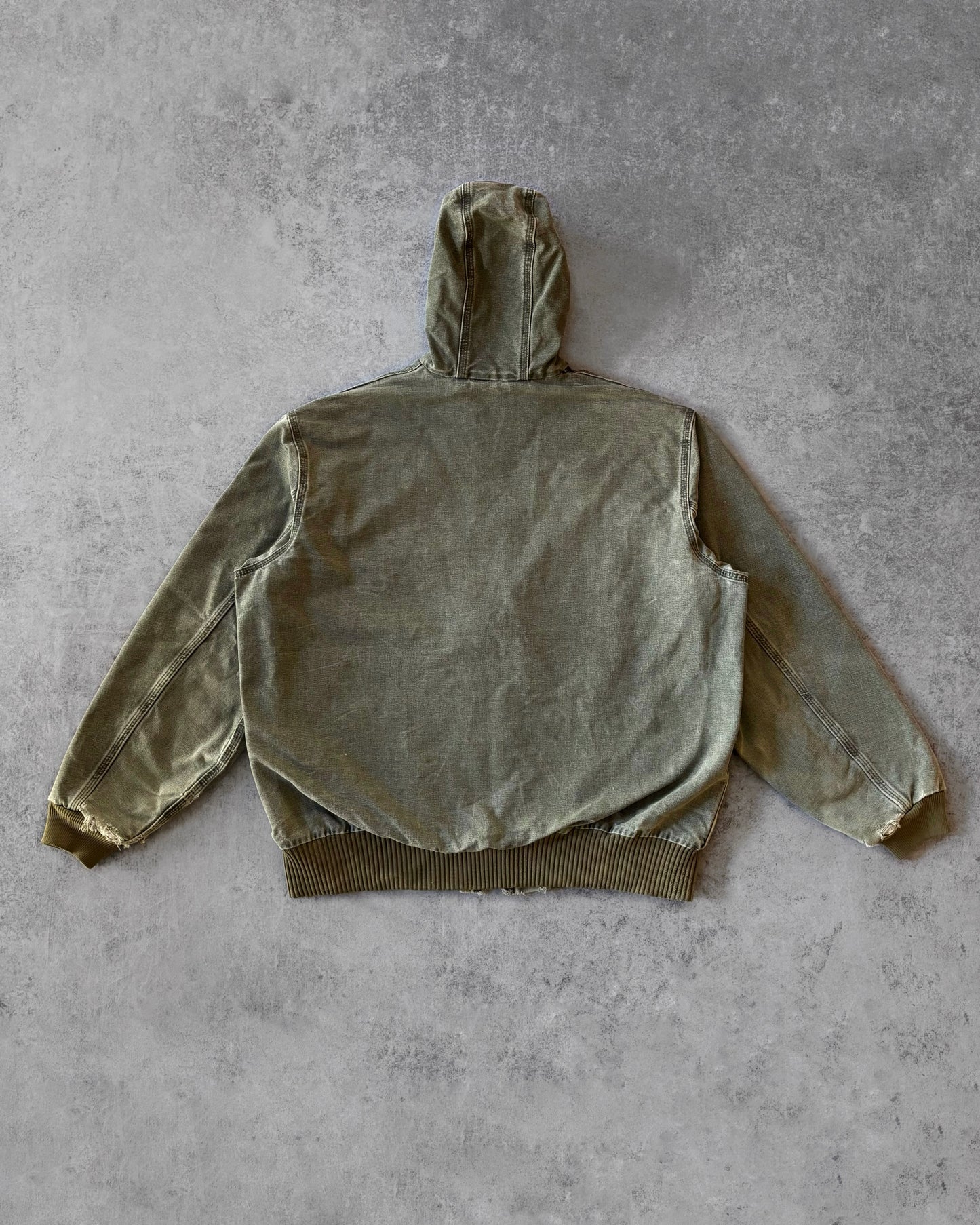 Vintage 2004 Distressed Carhartt J130 Olive Green Faded Active Jacket – Made in Mexico