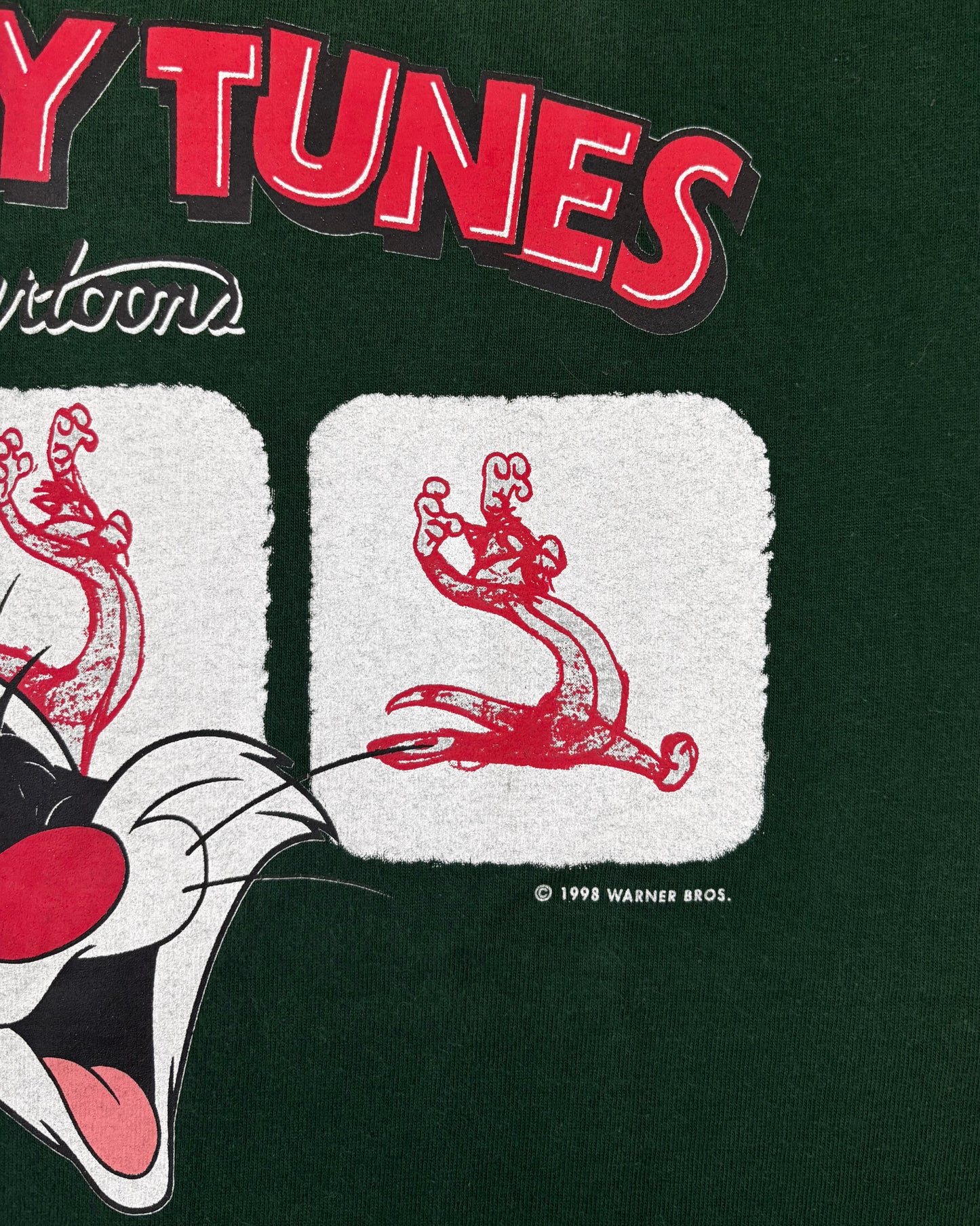 Looney Tunes Warner Bros neck label detail on vintage Sylvester t-shirt