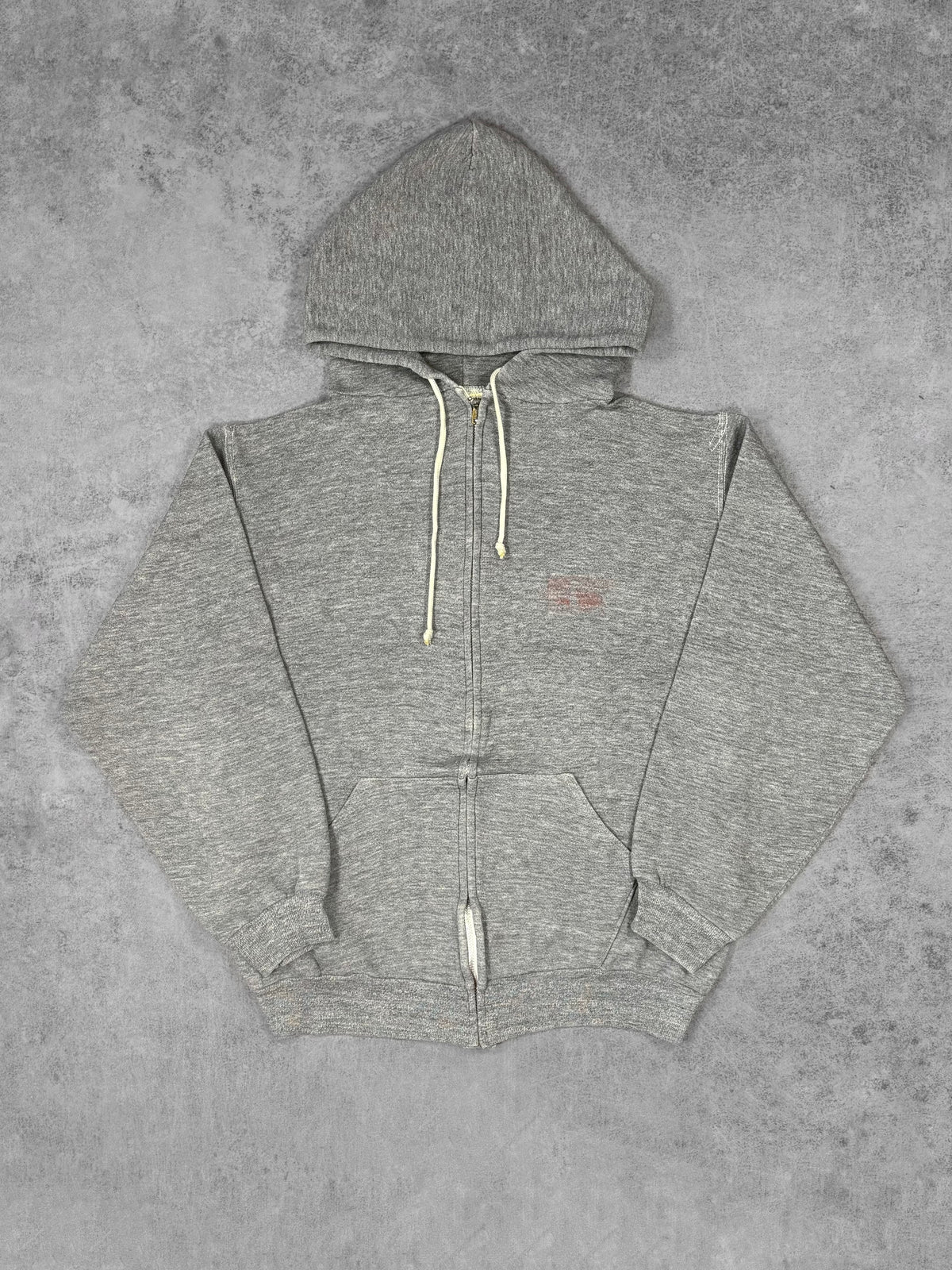 Vintage 1970s Russell Athletic Grey Full Zip Hoodie – Gold Tag – YKK Zip