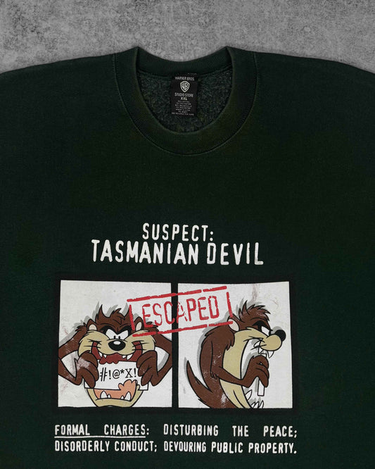 Vintage 1997 Warner Bros Suspect: Tasmanian Devil Sweatshirt - Made in USA - Taz Graphic Crewneck