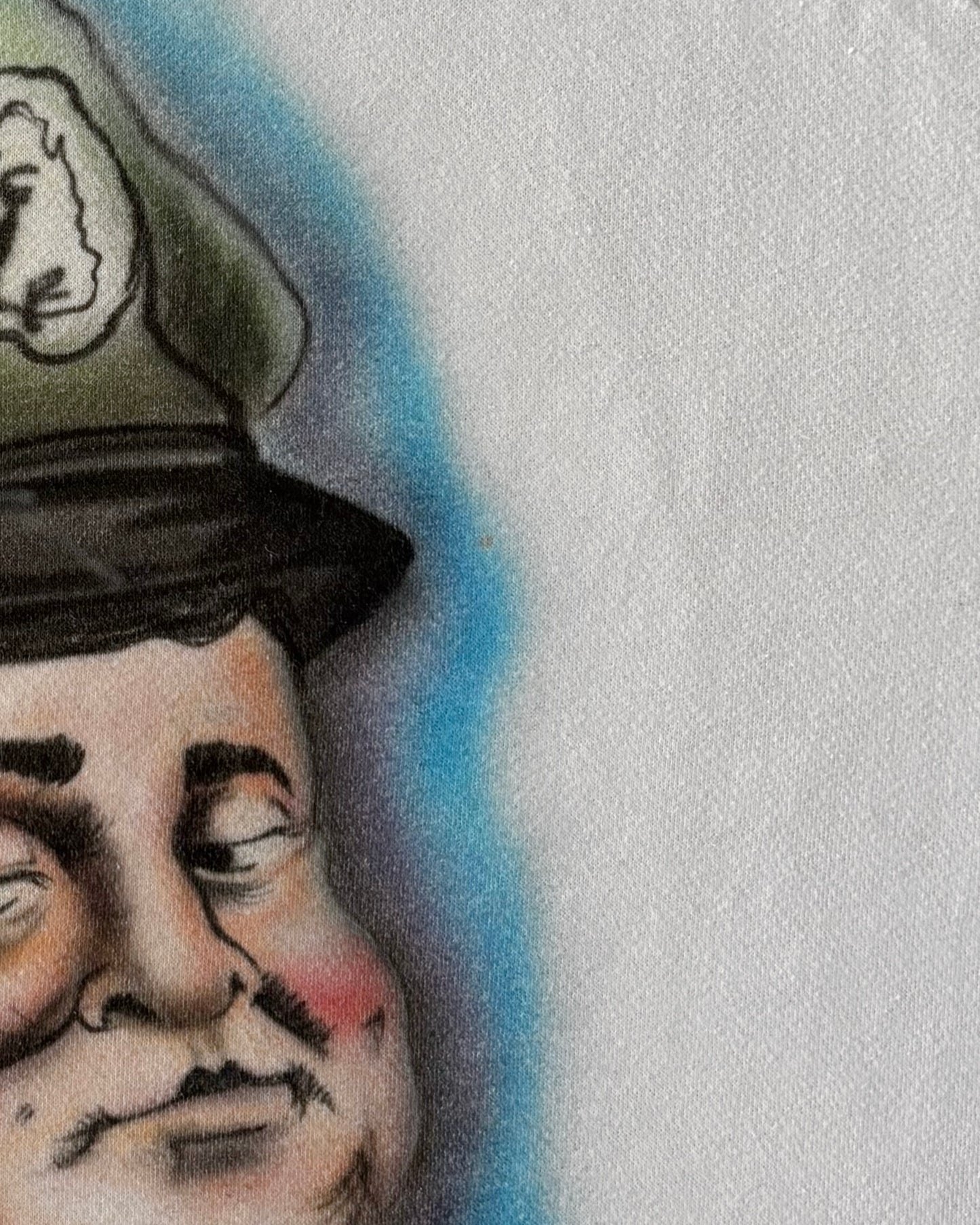 Vintage 1986 Airbrush Military Caricature Sweatshirt – Handpainted Crewneck