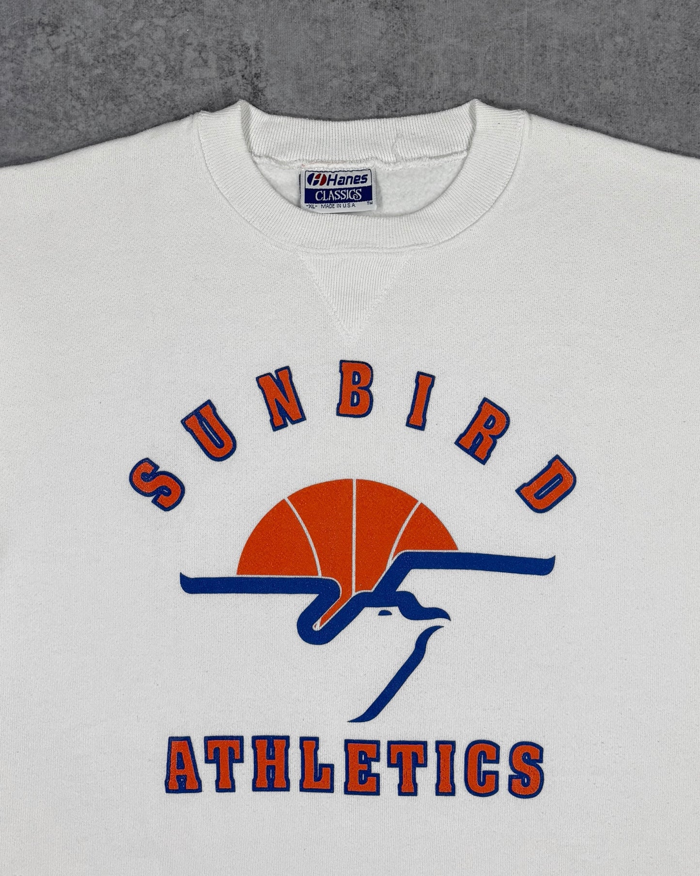 Vintage 1980s Hanes Sunbird Athletics Sweatshirt Made in USA – College Sports Crewneck