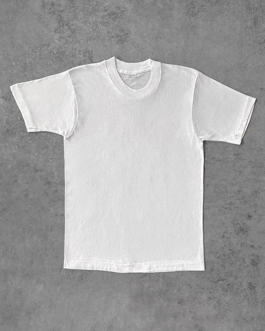 Vintage 1980s Blank White Tee – Made in USA – Single Stitch