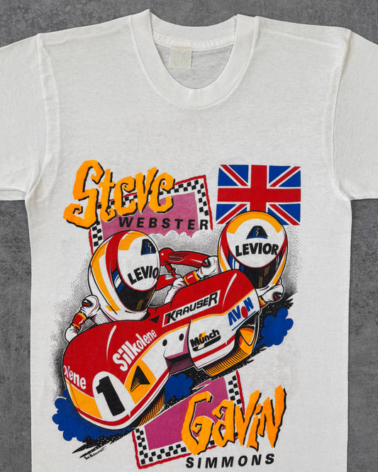 Vintage 1991 Screen Stars Steve Webster Gavin Simmons Sidecar Racing T-Shirt  - Motorcycle Graphic - Made in USA - Single Stitch