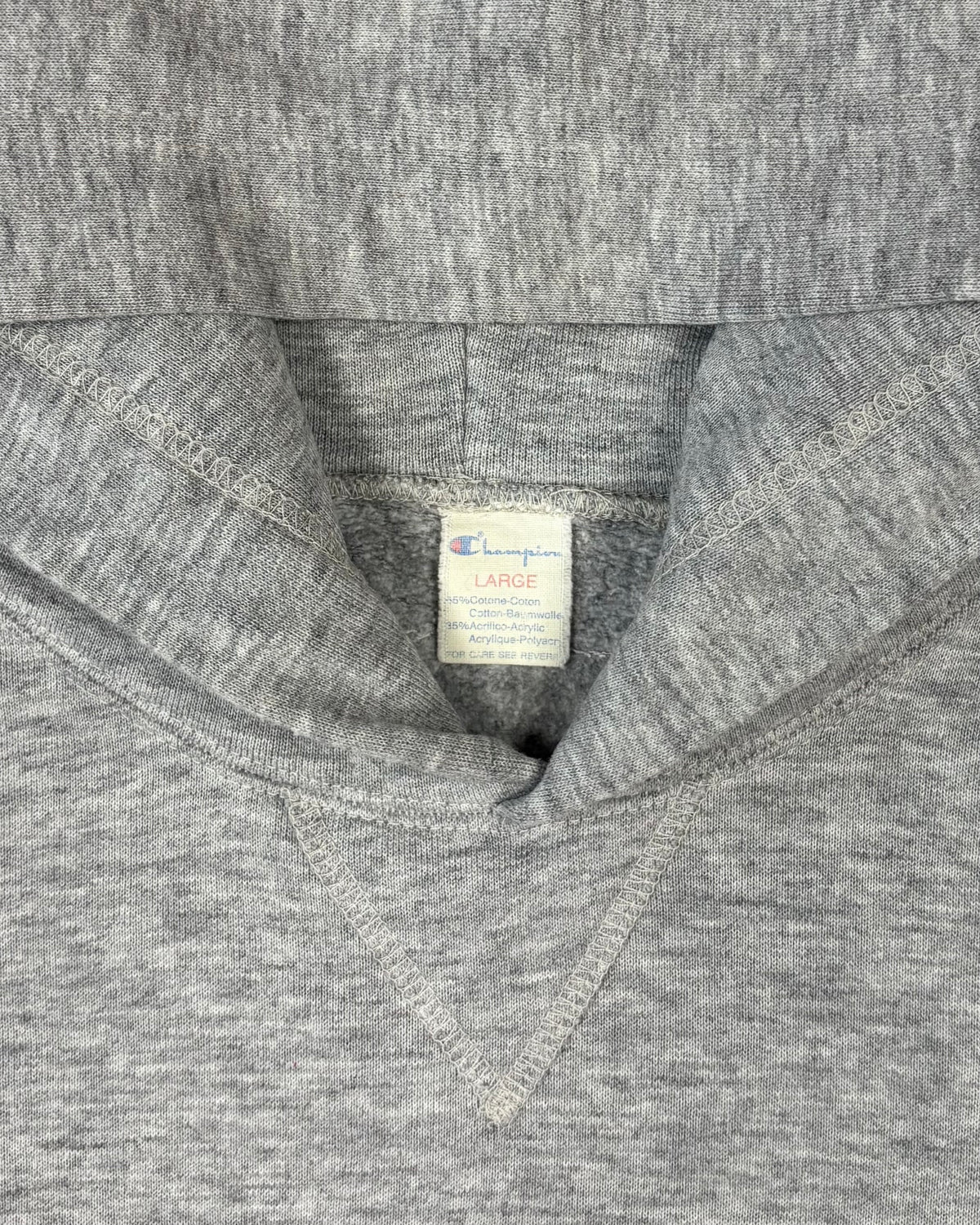 Vintage late 1980s Indiana University Champion raglan hoodie, label detail