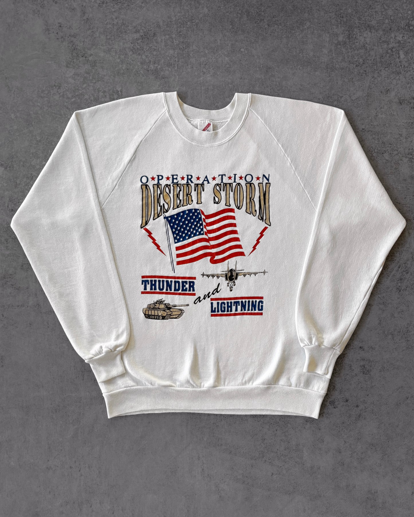 Vintage 1991 “Thunder & Lightning” Operation Desert Storm Sweatshirt – Military Crewneck
