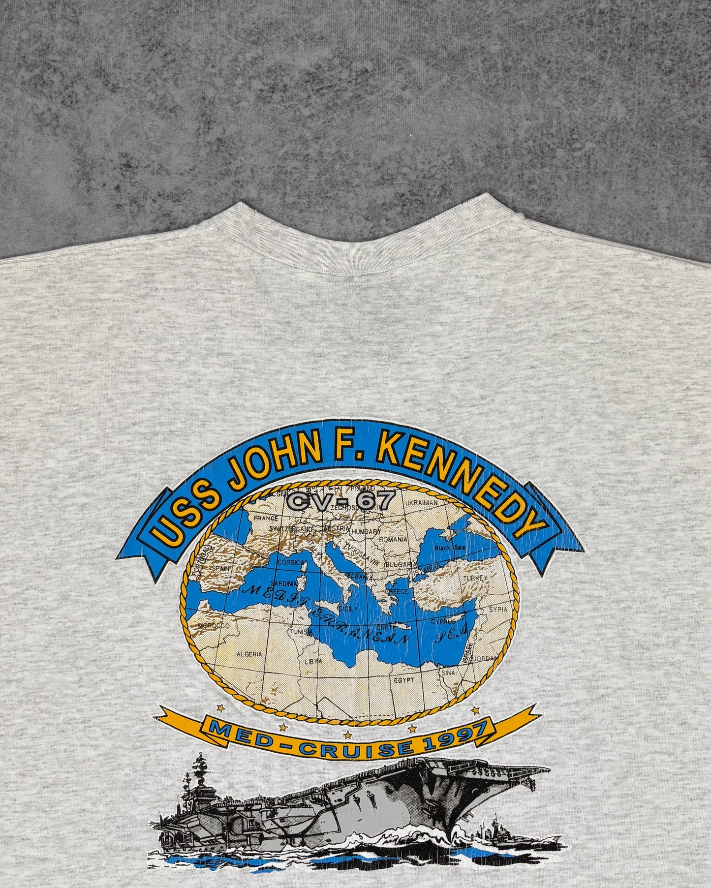 Vintage 1997 USS John F. Kennedy CV-67 Med Cruise T-Shirt – Soffe’s Choice – Made in USA