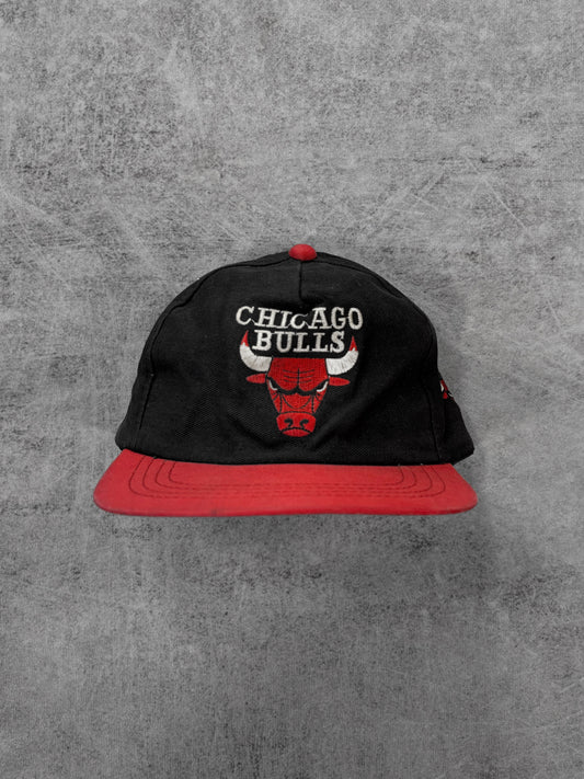Vintage 1990s Chicago Bulls Snapback Cap - NBA Black Red Embroidered Hat