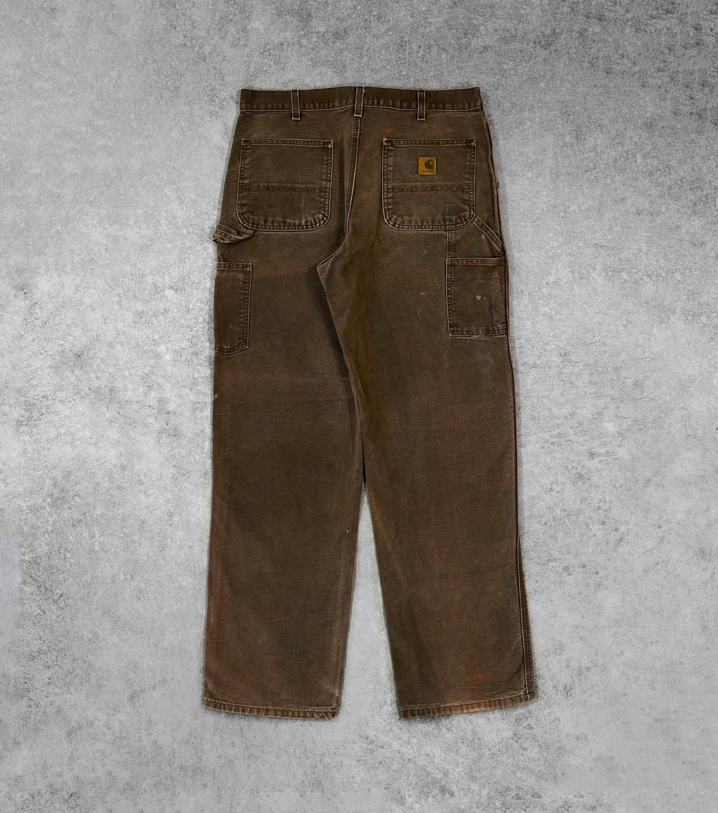 Vintage 1990s Carhartt Brown Duck Canvas Carpenter Work Pants – Distressed Utility Trousers