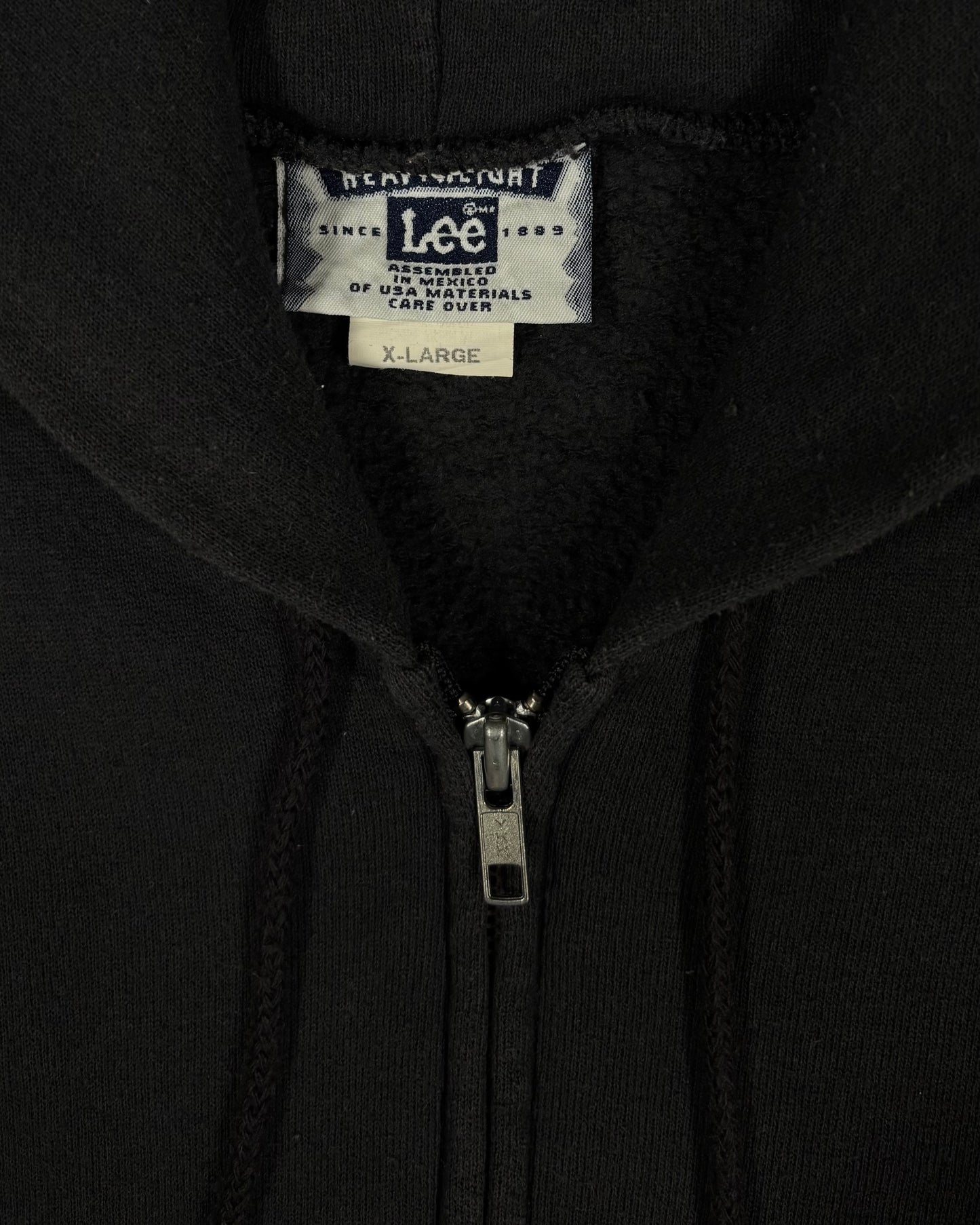 Vintage Early 2000s Distressed Lee Heavyweight Blank Zip Hoodie Black