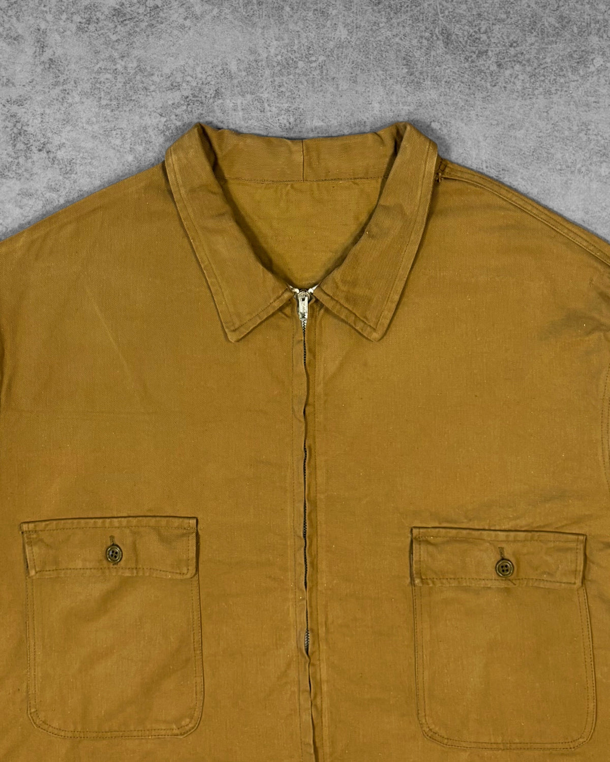 Vintage 1960s European Workwear Jacket – LAMPO Zip – Brown Cotton Twill