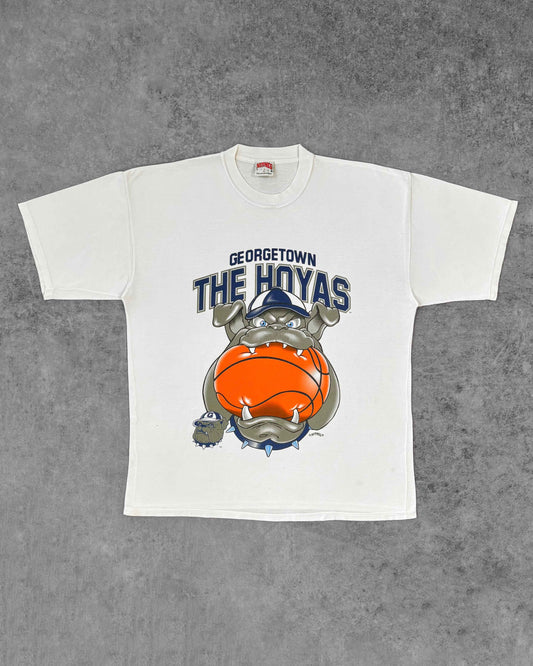 Vintage 1990s Nutmeg Mills Georgetown Hoyas Graphic T-Shirt - Made in USA - Single Stitch - NCAA Basketball