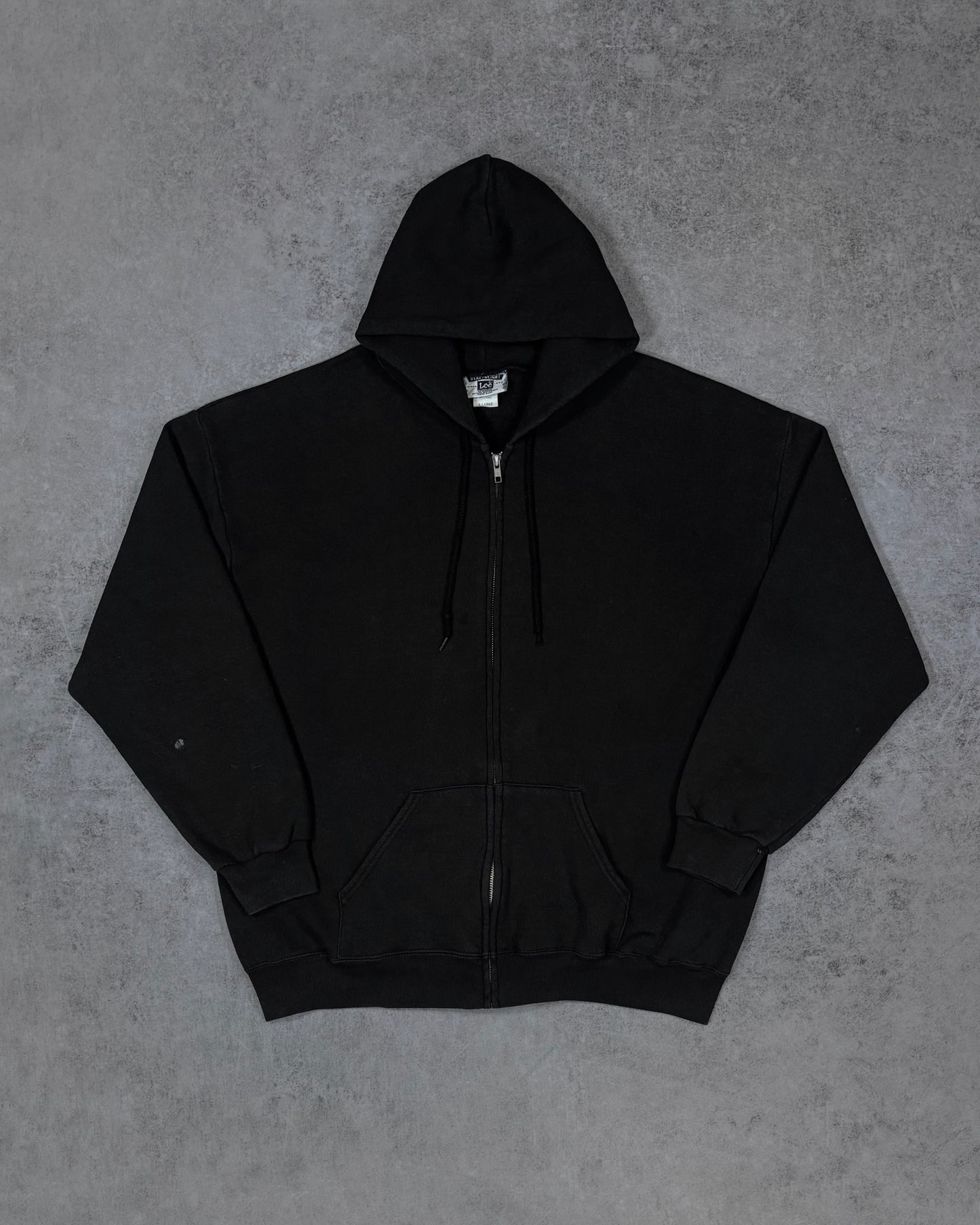 Vintage Early 2000s Distressed Lee Heavyweight Blank Zip Hoodie Black