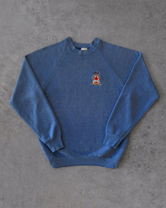 Vintage 1980s Fruit of the Loom Canadian Legion Sweatshirt – Blue Crest Embroidery – Made in USA