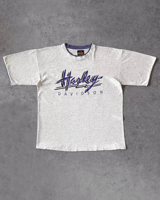 Vintage Early 1990s Harley-Davidson Bill Chaney Pleasant Hill Double Layer T-Shirt – Grey & Purple