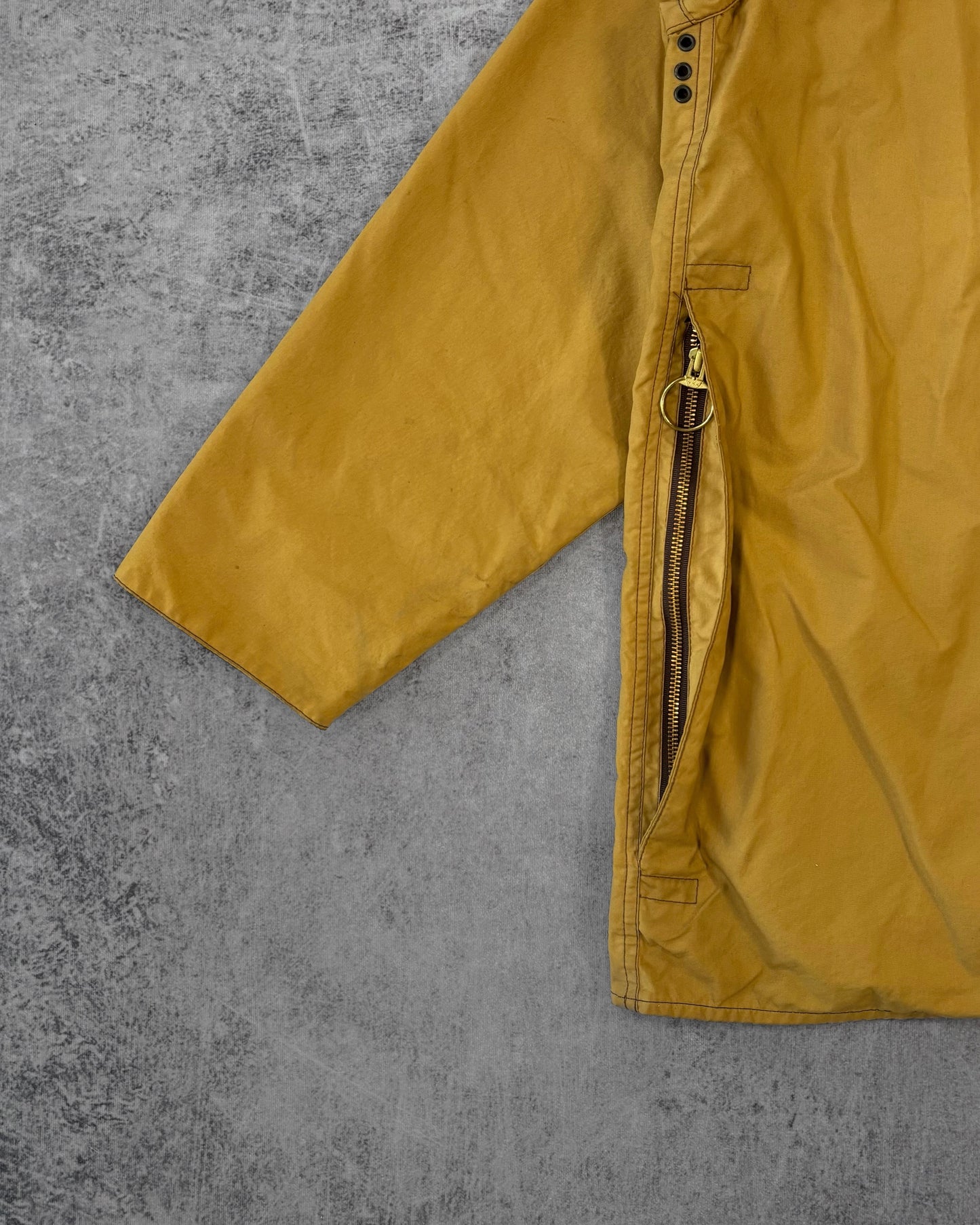 Vintage 1990s Barbour Beaufort Waxed Jacket Mustard – Made in England Classic Field Coat