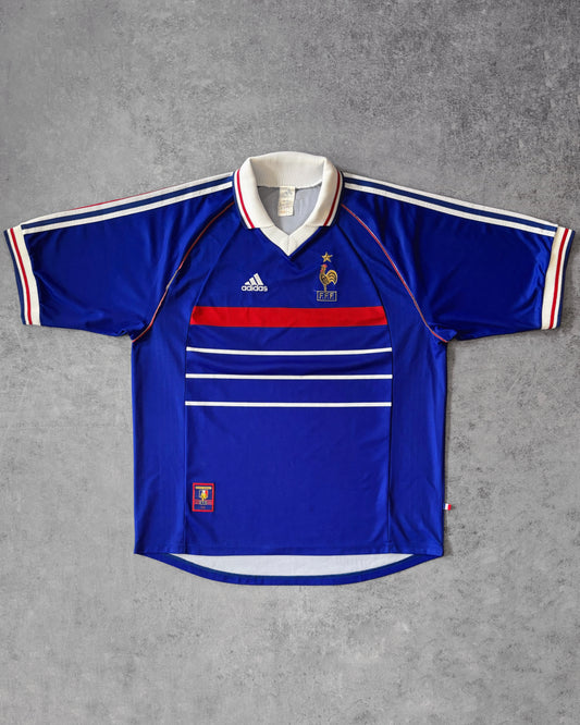 Vintage France 1998 - 2000 Adidas Home Jersey – FFF Blue Shirt – Zidane Era