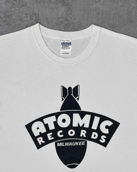 Vintage Early 2000s Atomic Records Milwaukee T-Shirt - Gildan Ultra Cotton Heavyweight - Promo Tee