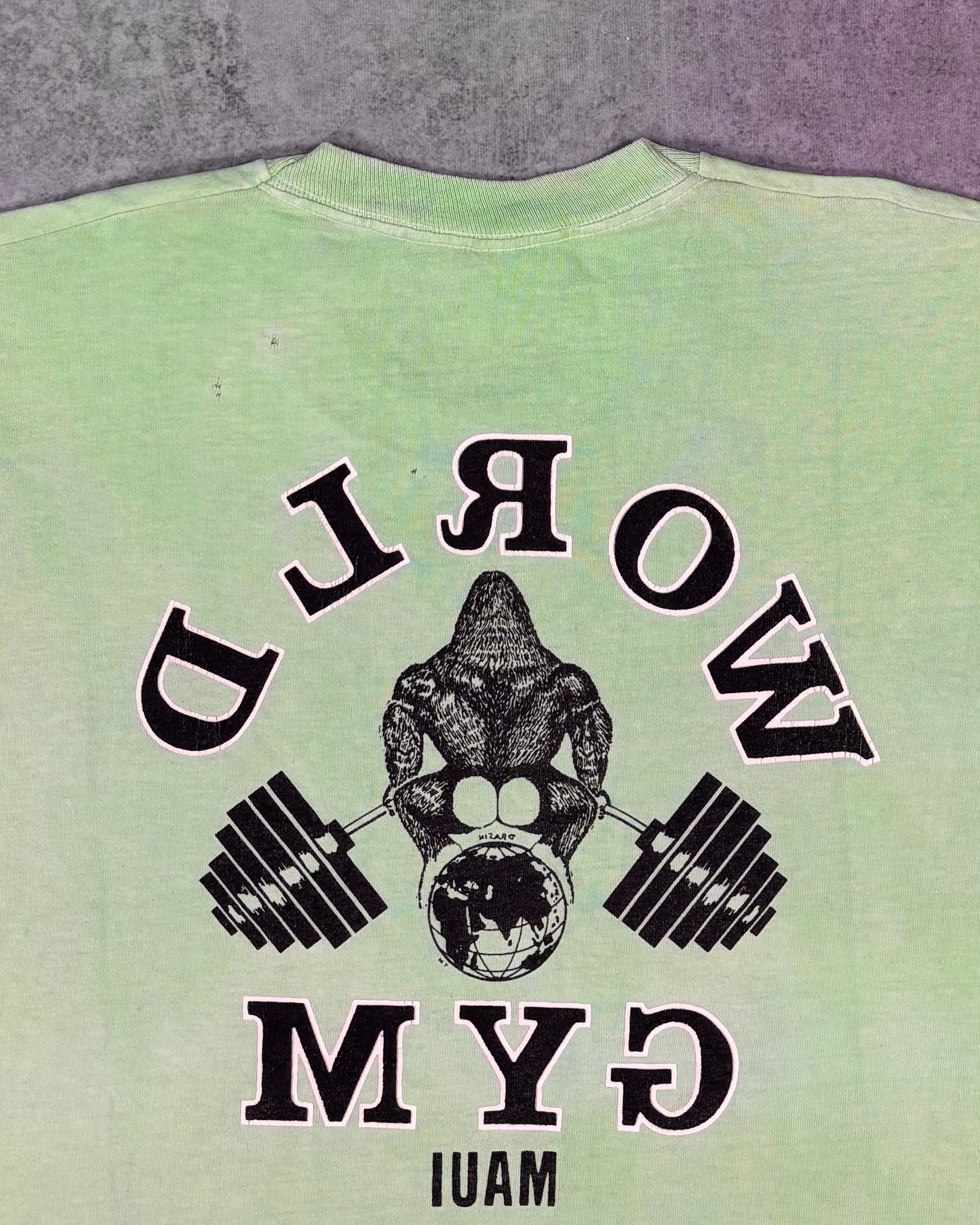 Vintage 1990s World Gym Maui Gorilla T-Shirt - USA Made - Fruit of the Loom - Single Stitch Gym Tee