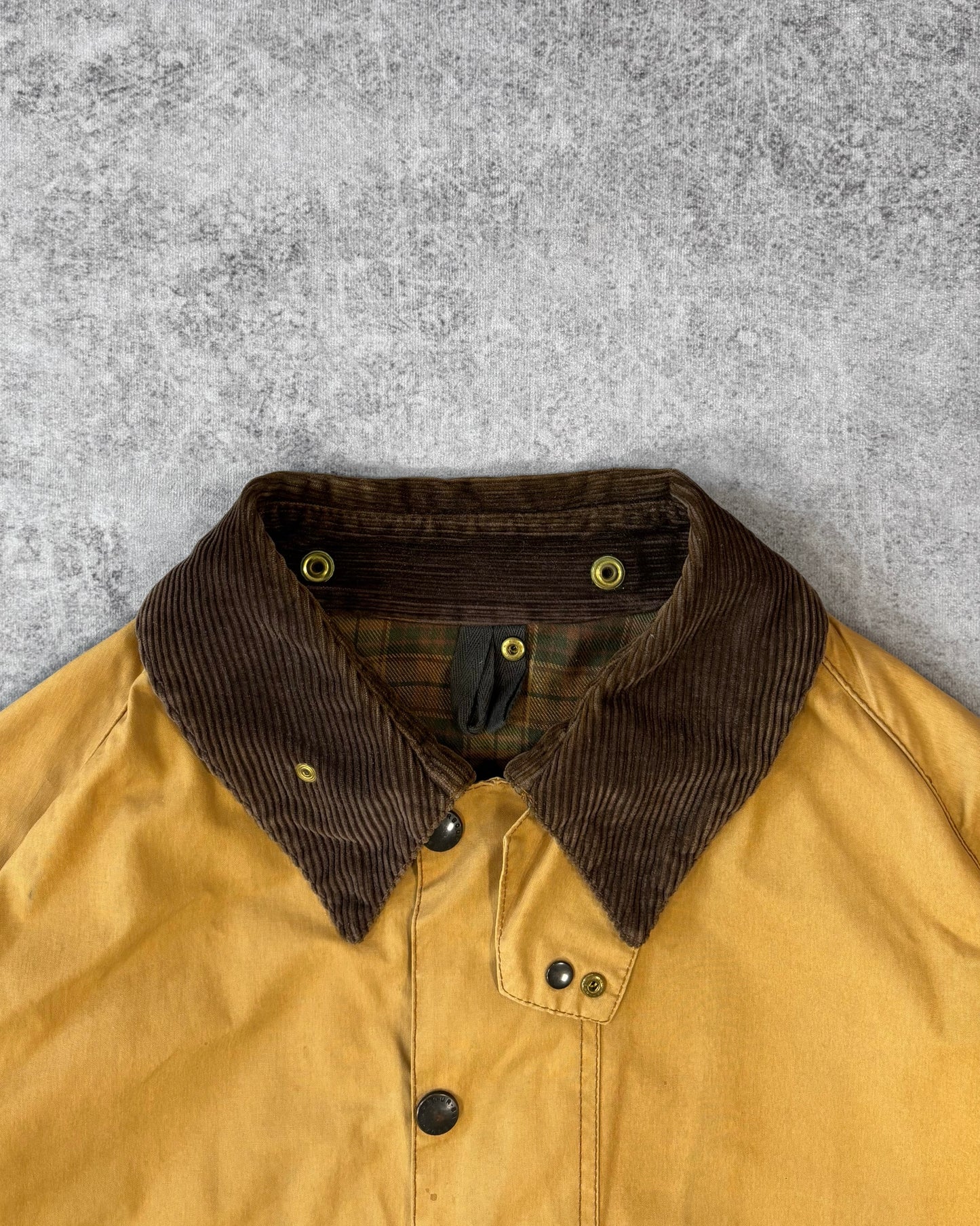 Vintage 1990s Barbour Beaufort Wax Jacket Mustard Yellow – Made in England British Field Jacket
