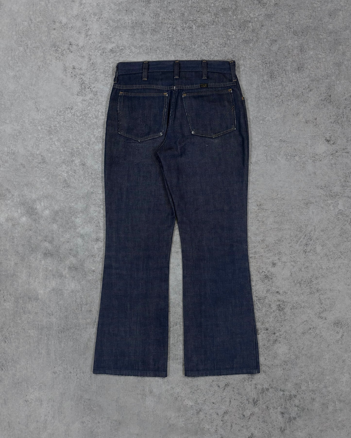 Vintage 1970s Wrangler Flare Lightweight Jeans – Talon Zipper – Dark Indigo Denim