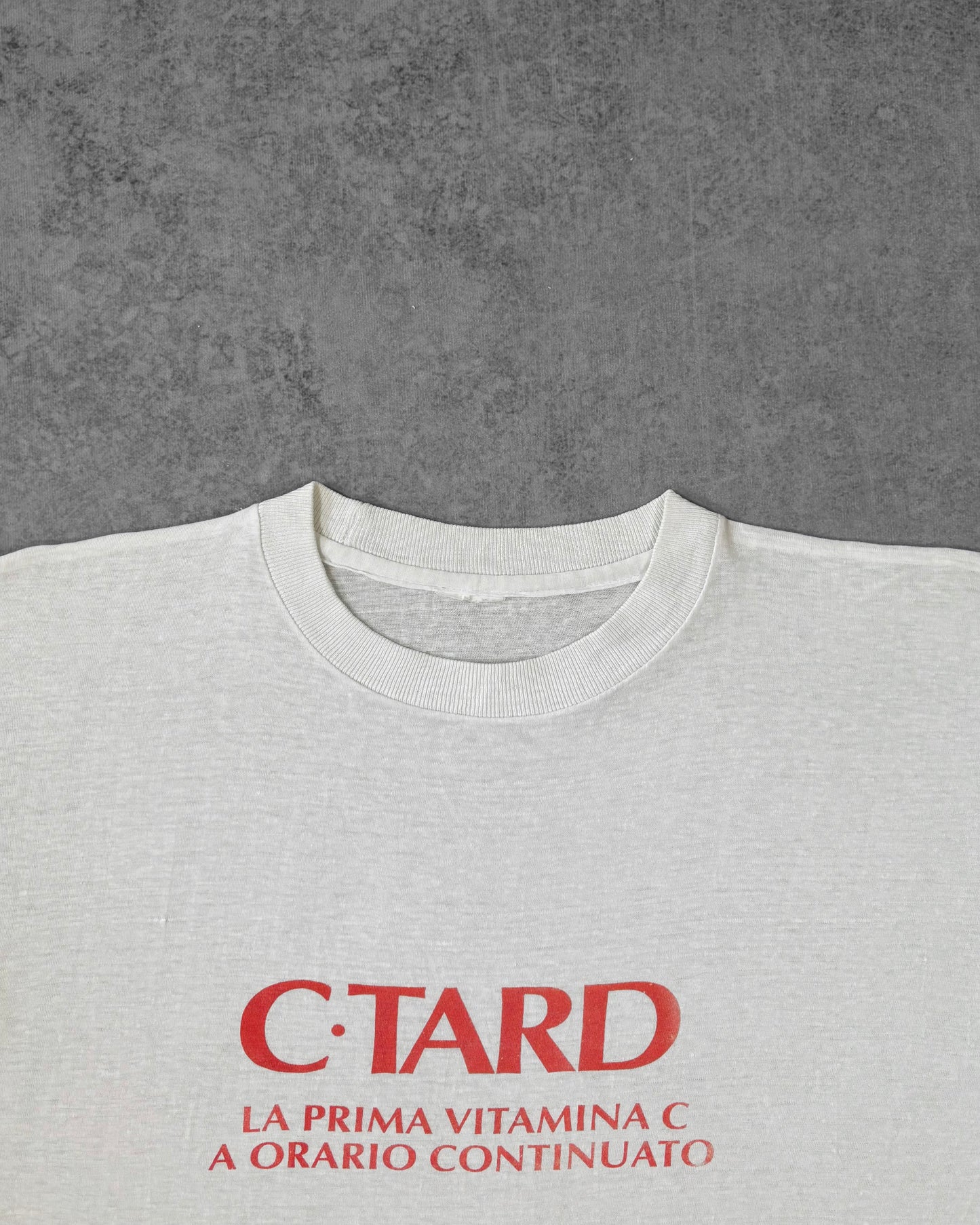 Vintage 1980s C-TARD Italian Vitamin C Promo Graphic T-Shirt – White Red Screen Print