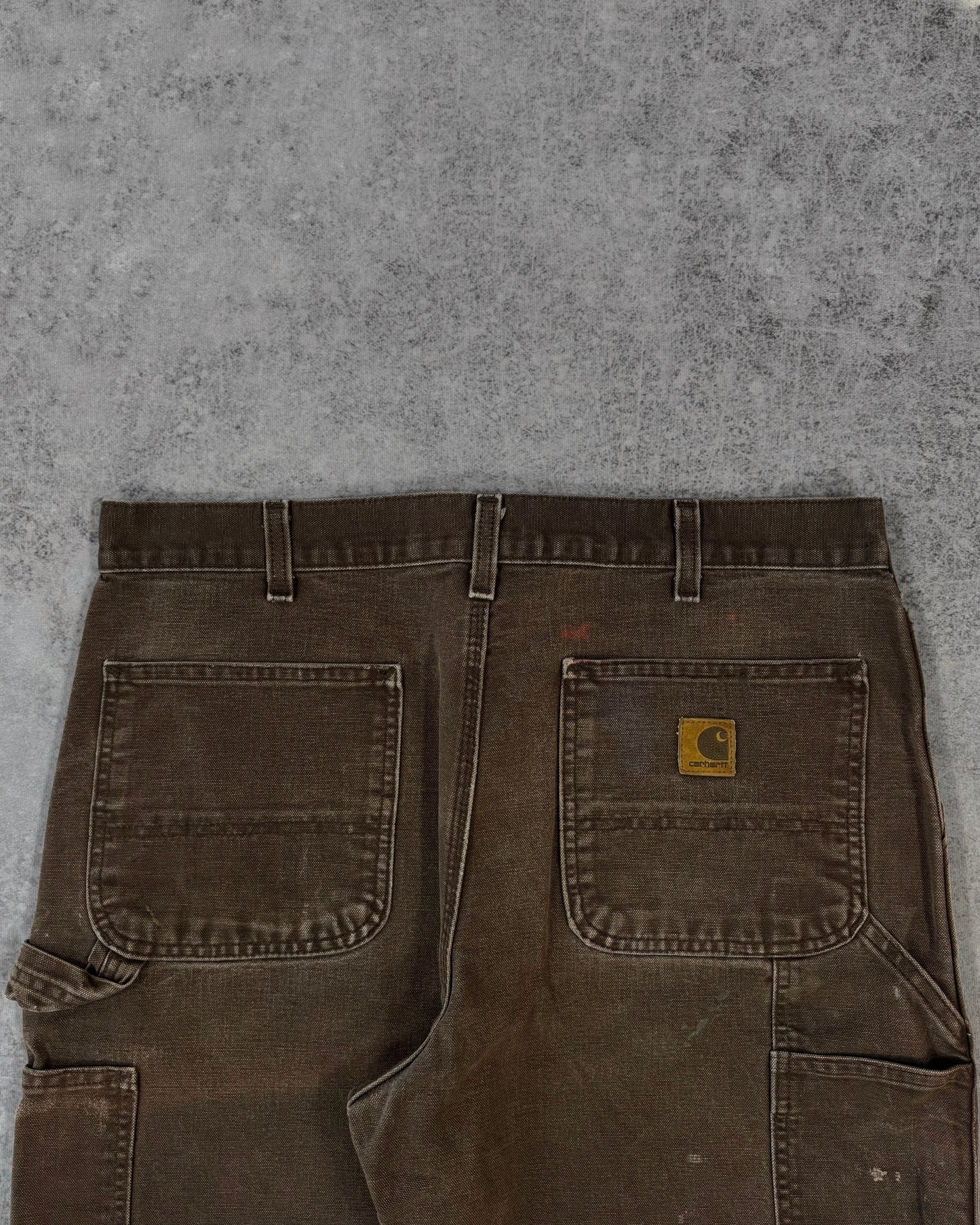 Vintage 1990s Carhartt Brown Duck Canvas Carpenter Work Pants – Distressed Utility Trousers