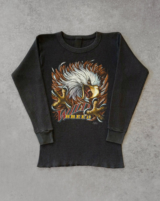 Vintage 1986 Harley-Davidson 3D Emblem Wild Breed Thermal Long Sleeve – Eagle Graphic – Made in USA