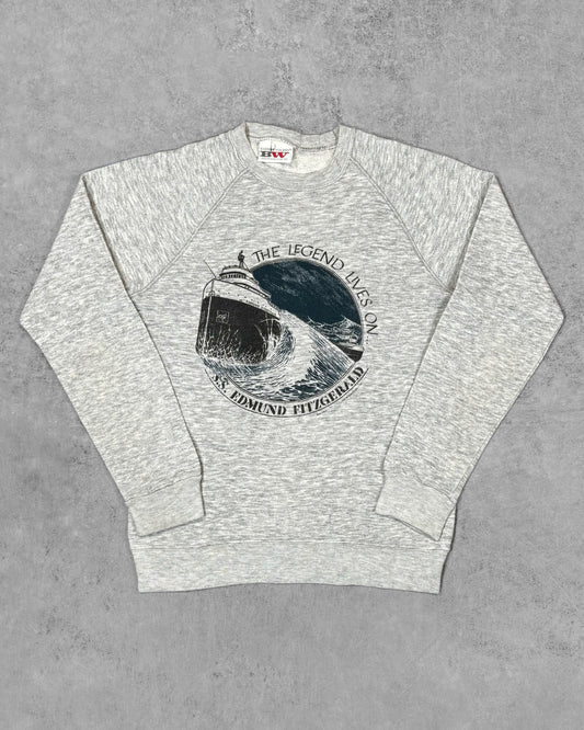 Vintage 1985 Edmond Fitzgerald Nautical Raglan Crewneck - BW Bassett Walker - Made in USA
