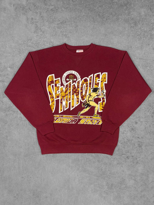 Vintage 1990s Florida State Seminoles garnet crewneck sweatshirt, Hanes Heavyweight Made in USA – front view