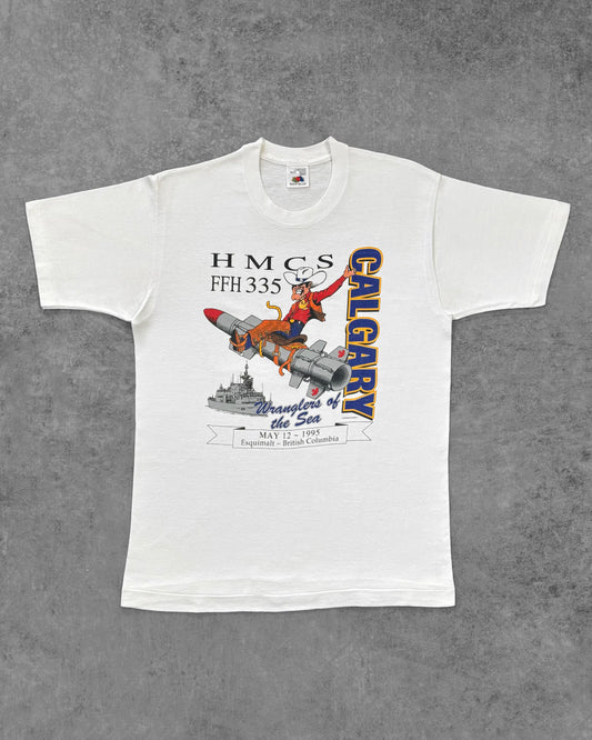 Vintage 1995 HMCS Calgary FFH 335 T-Shirt – Canadian Navy – Fruit of the Loom – Made in Canada