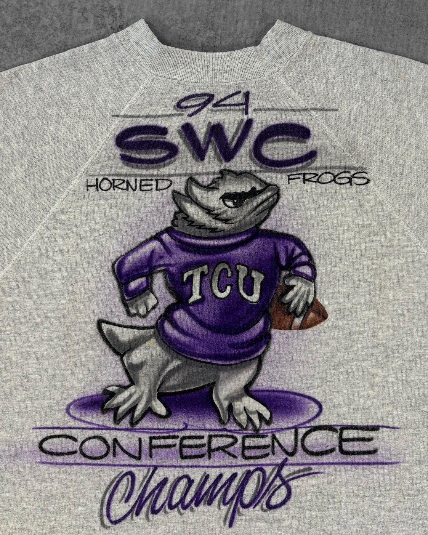 Vintage 1994 TCU Horned Frogs Airbrushed Crewneck - Tultex - Made in USA
