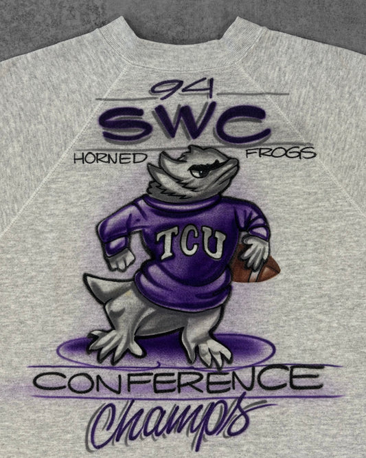 Vintage 1994 TCU Horned Frogs Airbrushed Crewneck - Tultex - Made in USA