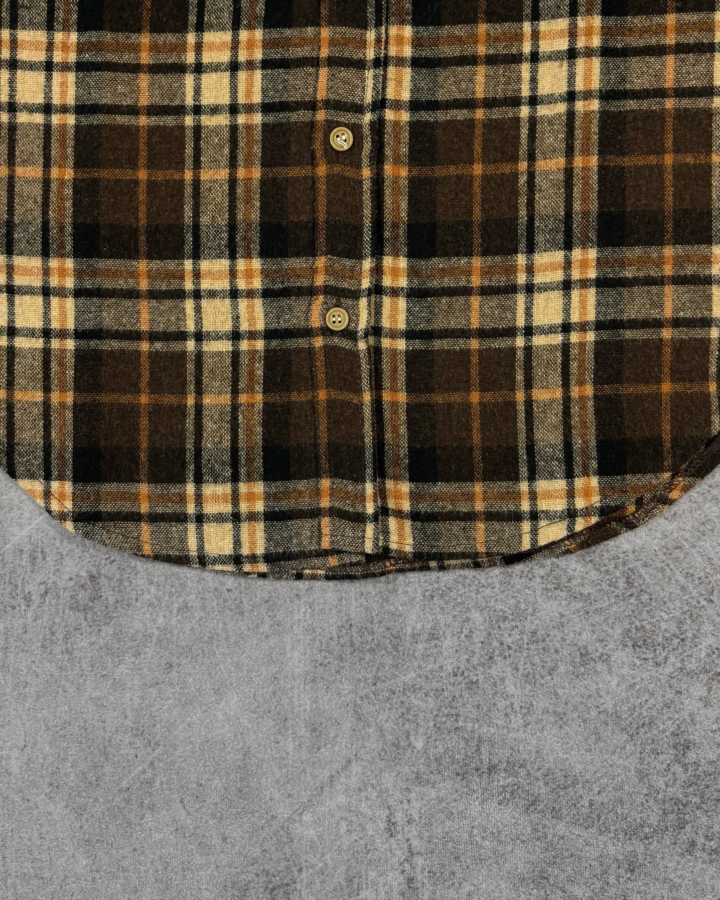 Vintage 1990s Super Star Plaid Flannel Brown Shirt - Beige Check Workwear Button Up