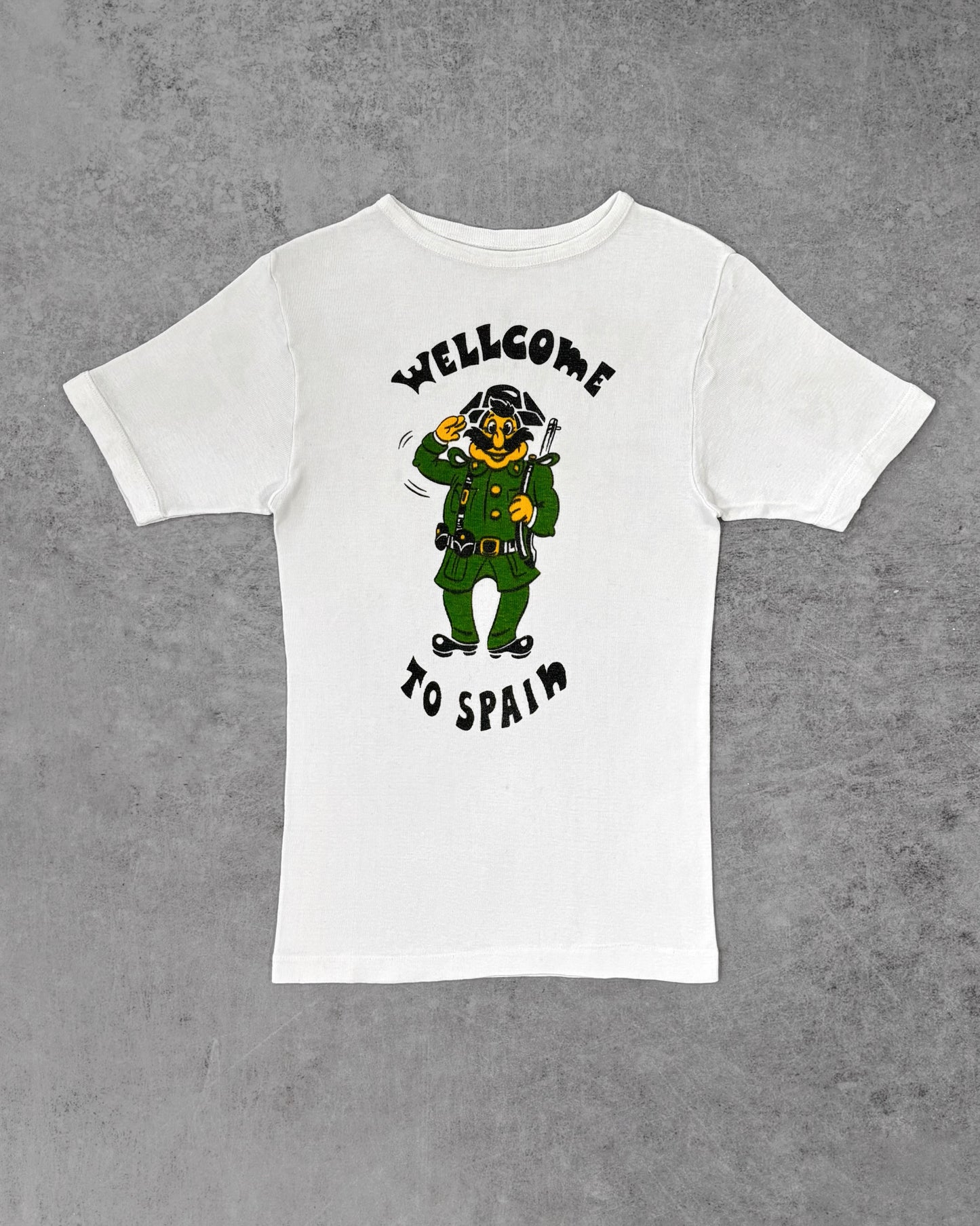 Vintage 1974 Welcome to Spain Franco Era Tourist T-Shirt - Spanish Civil Guard - Screen Print