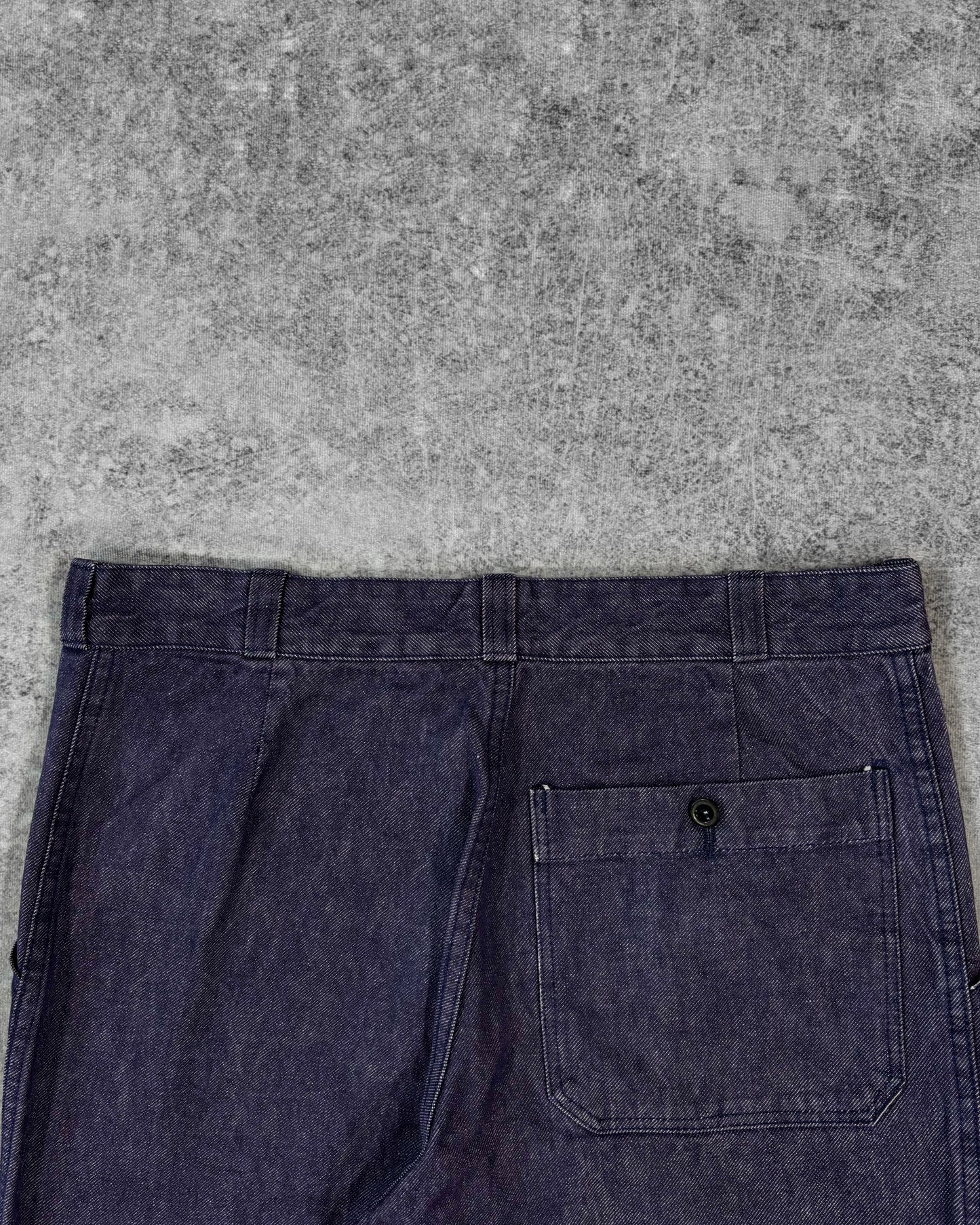 Vintage 1980s French Workwear Denim Fatigue Pants – Wide Leg Utility