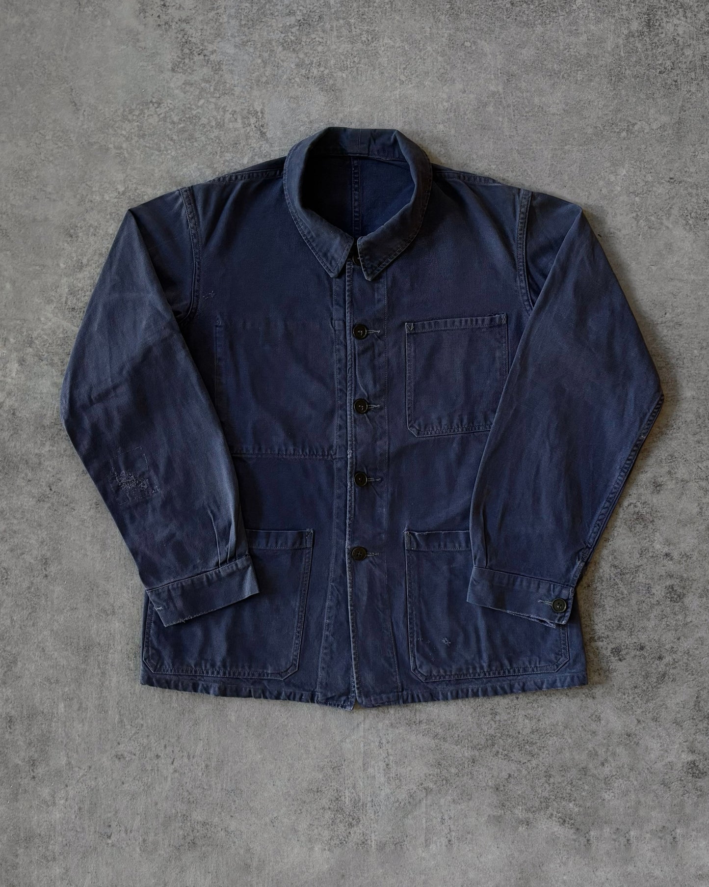 Vintage Bleu de Travail French Work Jacket – Indigo Chore Coat – Mid 20th Century