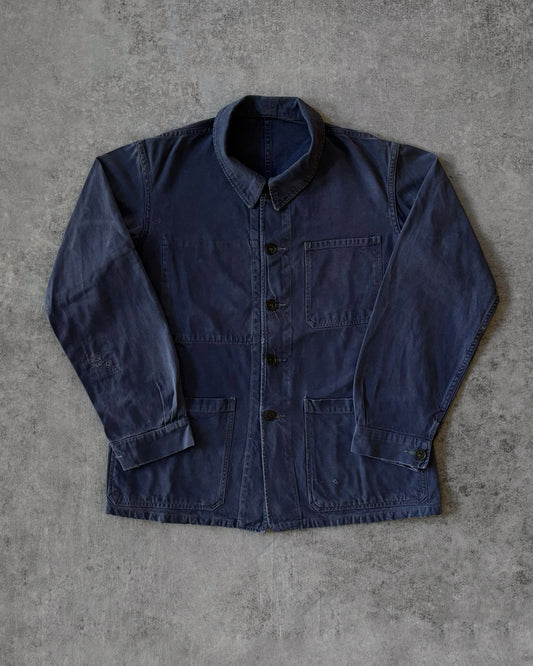 Vintage Bleu de Travail French Work Jacket – Indigo Chore Coat – Mid 20th Century