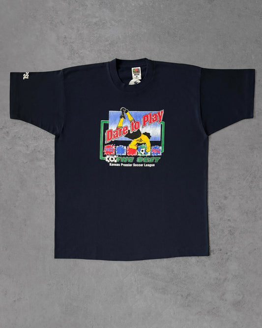 Vintage KPSL “Dare to Play” Soccer Tee – 90s Fruit of the Loom Best – Kansas Premier League