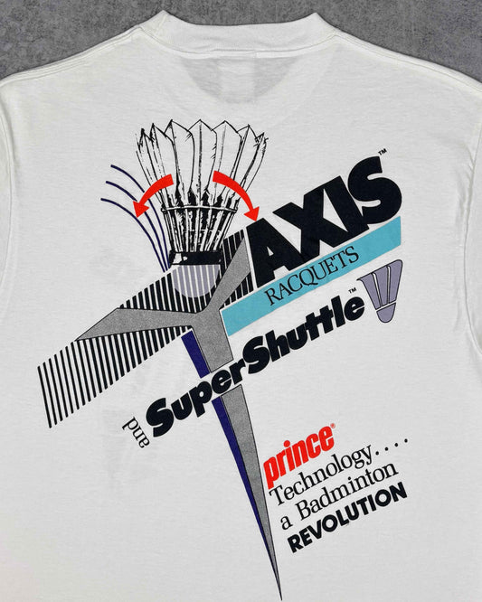 Vintage 1980s Prince SuperShuttle AXIS Badminton T-Shirt – Made in USA Single Stitch Double Sided Graphic